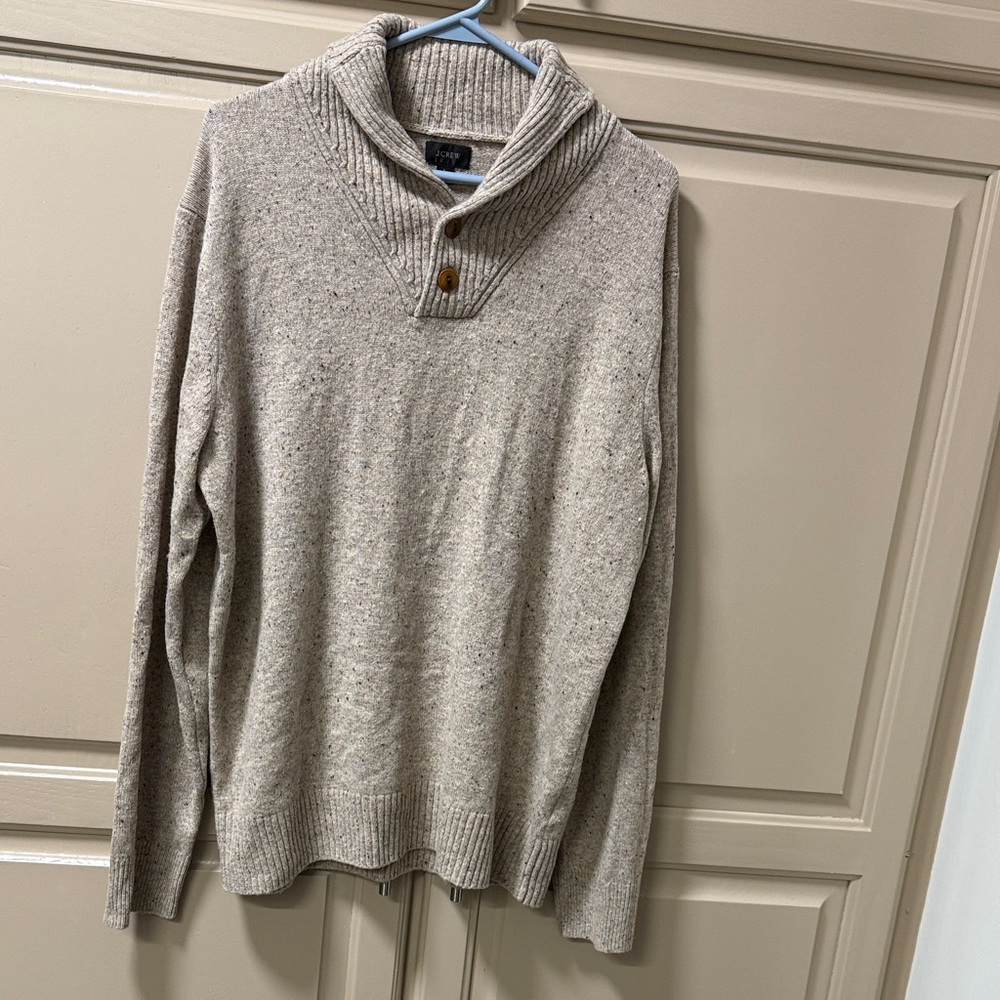 J. Crew Men's Rugged merino wool two-button shawl-collar pullover size L
